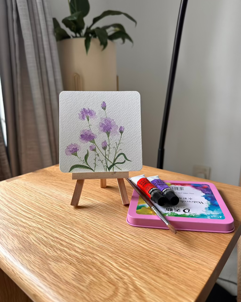 HAND PAINTED ORIGINAL WATERCOLOUR FLORAL POSTCARD